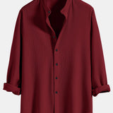 Ensemble — chemise côtelée à col officier et manches longues coupe ajustée & pantalon en lin
