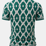 Ensemble — chemise en maille à losanges géométriques rétro & pantalon fuselé coupe slim
