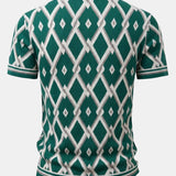 Ensemble — chemise en maille à losanges géométriques rétro & pantalon fuselé coupe slim