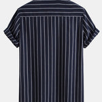 Ensemble — chemise rayée en coton mélangé & short en lin et coton