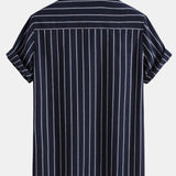 Ensemble — chemise rayée en coton mélangé & short en lin et coton