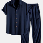 Ensemble — chemise texturée froissée & pantalon à jambe droite