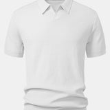 Ensemble — polo en maille jacquard à vagues et col V & pantalon côtelé à jambe droite
