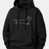 Ensemble — sweat à capuche coupe décontractée à imprimé teckel & pantalon de jogging à plis
