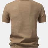 Ensemble — polo en maille crochetée texturée à col Johnny & pantalon en lin