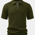 Ensemble — polo crocheté à col V & short texturé froissé à cordon