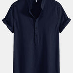 Chemise en lin à col semi-ouvert