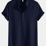 Chemise en lin à col semi-ouvert