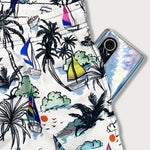 Ensemble — chemise en lin et viscose & short de bain à imprimé palmiers et voiliers