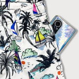 Ensemble — chemise en lin et viscose & short de bain à imprimé palmiers et voiliers