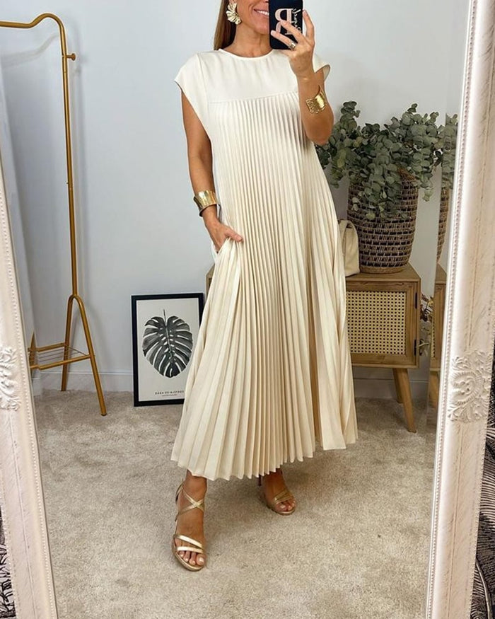 Agnès | Robe plissée évasée d'une élégance naturelle