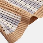 Ensemble — chemise crochetée ajourée rayée & pantalon en lin à jambe droite