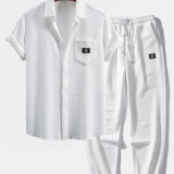 Ensemble — chemise gaufrée à manches courtes & pantalon de jogging gaufré à cordon