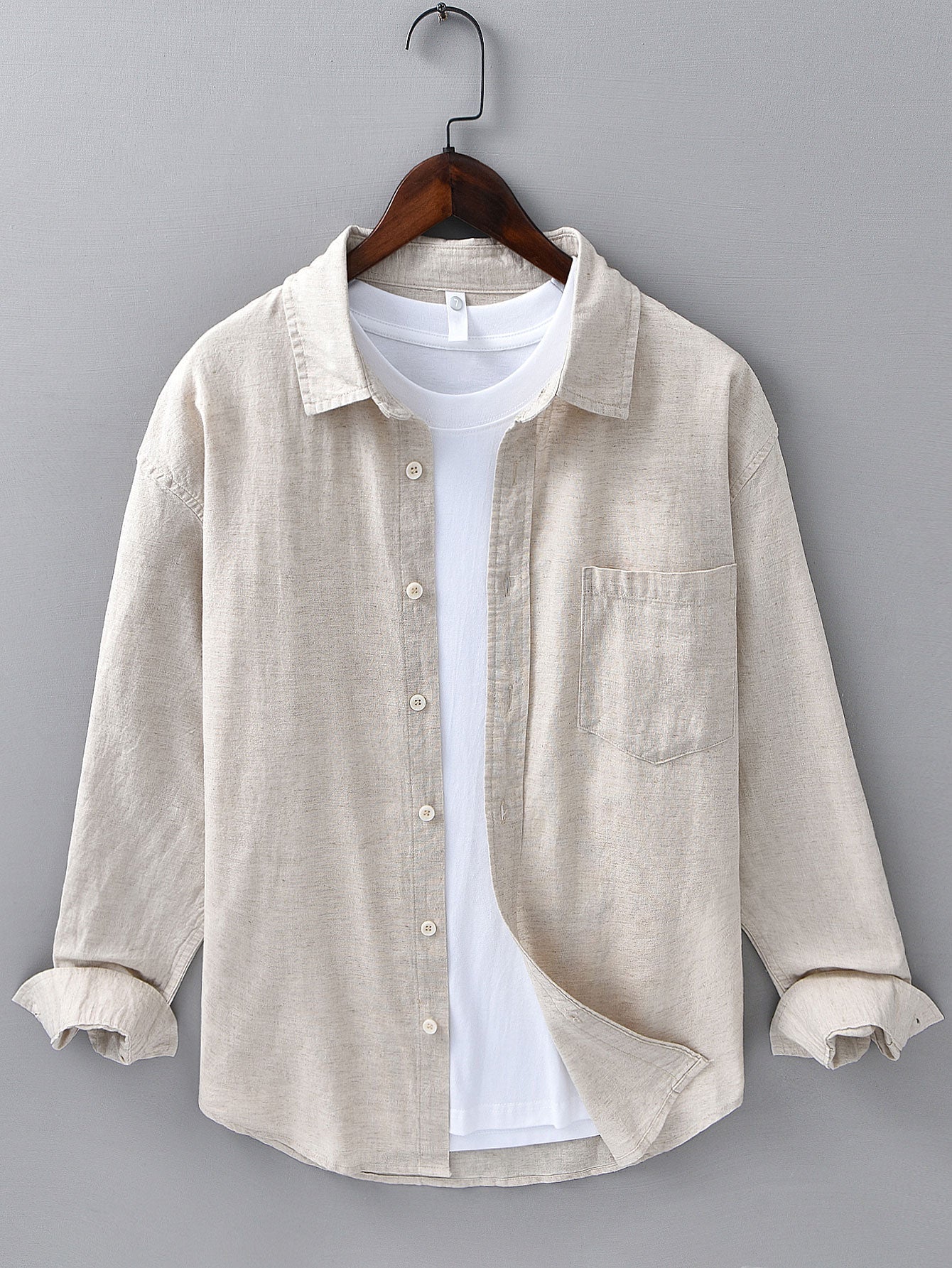Capucine — Chemise en lin et coton à manches longues et poche
