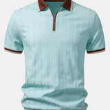 Ensemble — polo zippé en maille texturée à bordure contrastante & short chino