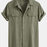 Ensemble — chemise cubaine en lin à poches & short en lin à cordon