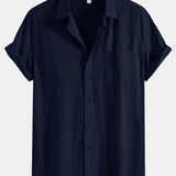 Chemise boutonnée en lin à poche