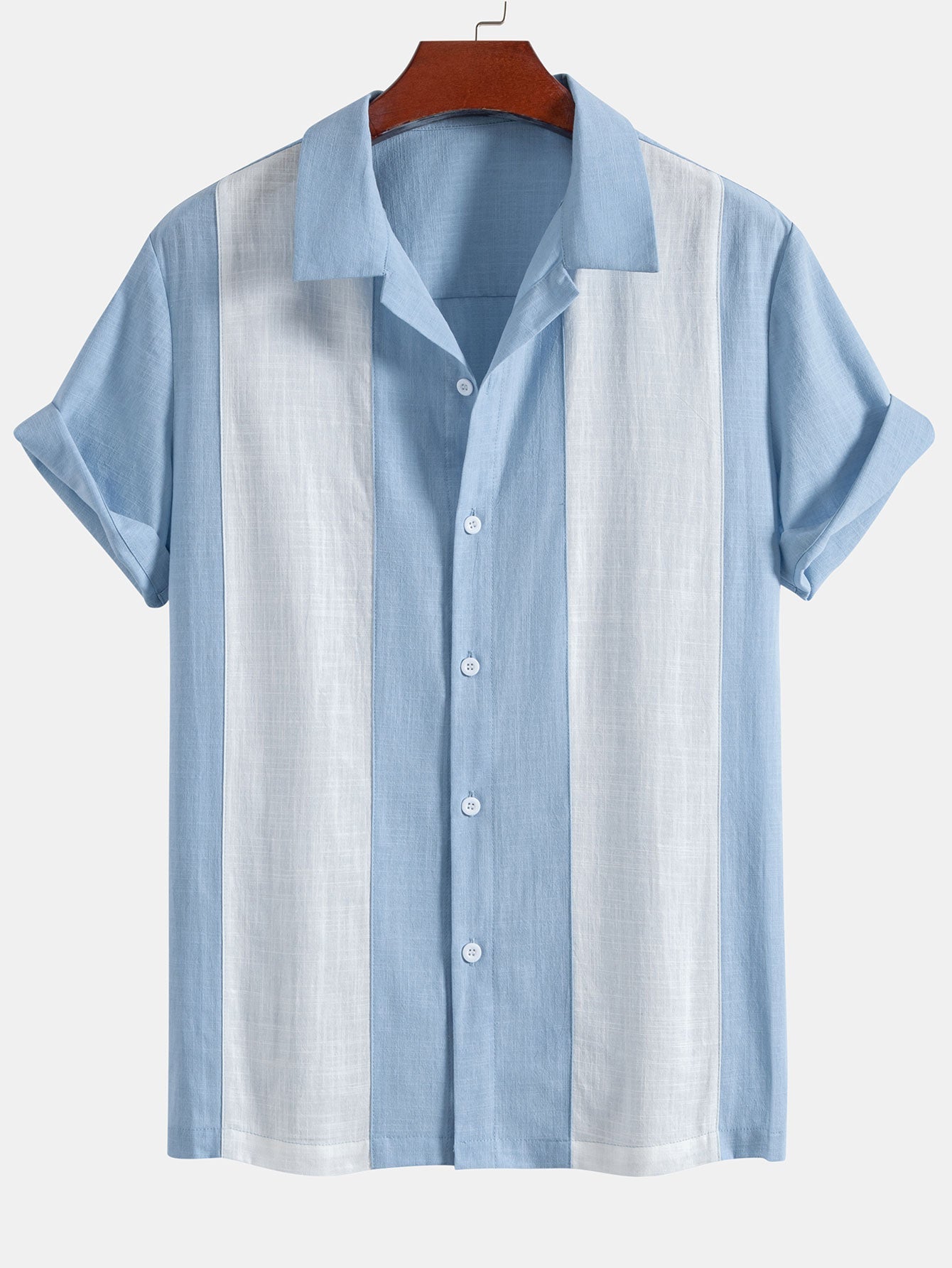 Chemise bowling patchwork en lin