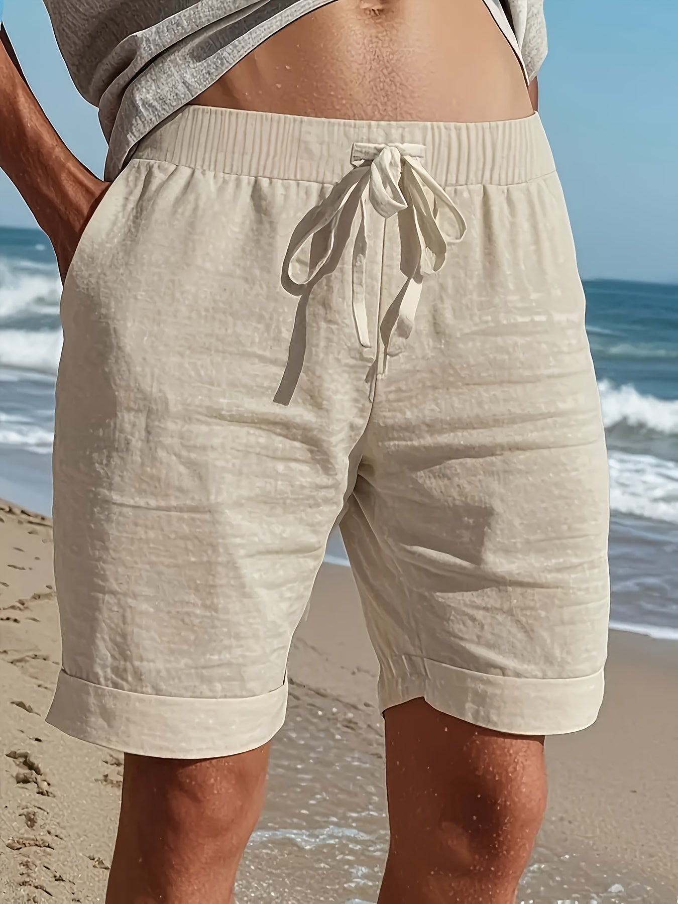 LINEN BEACH SHORTS FOR MEN