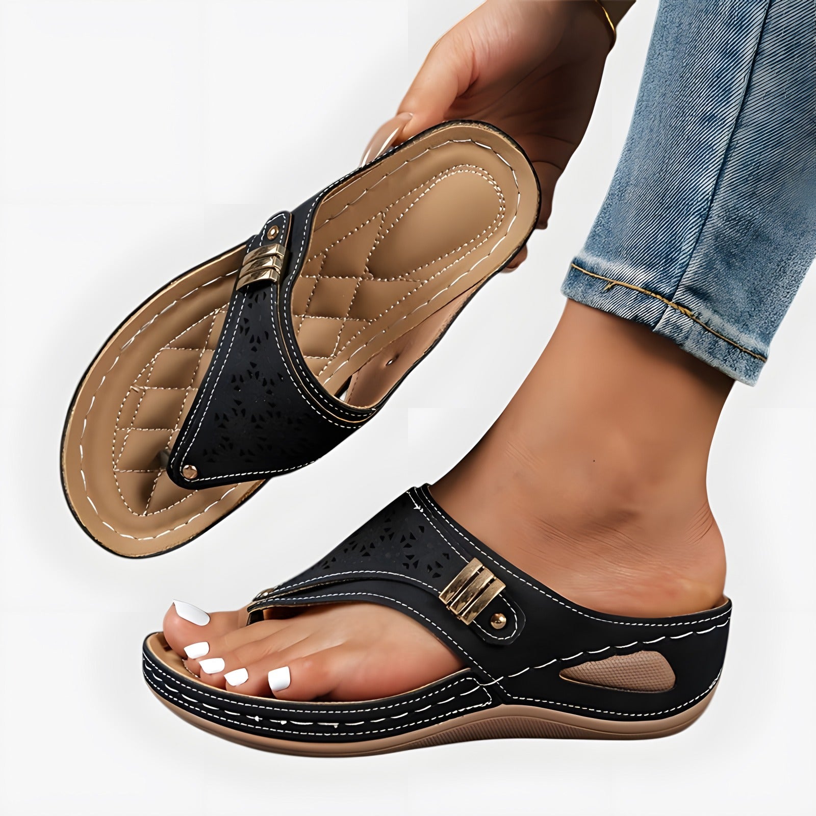 Anouk | Sandales femme tongs Noir
