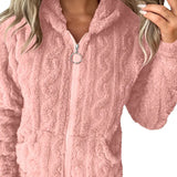 Marie | Sweat zippé à capuche en maille torsadée
