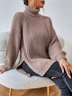 Lorraine | Pull en grosse maille à col roulé et fentes latérales