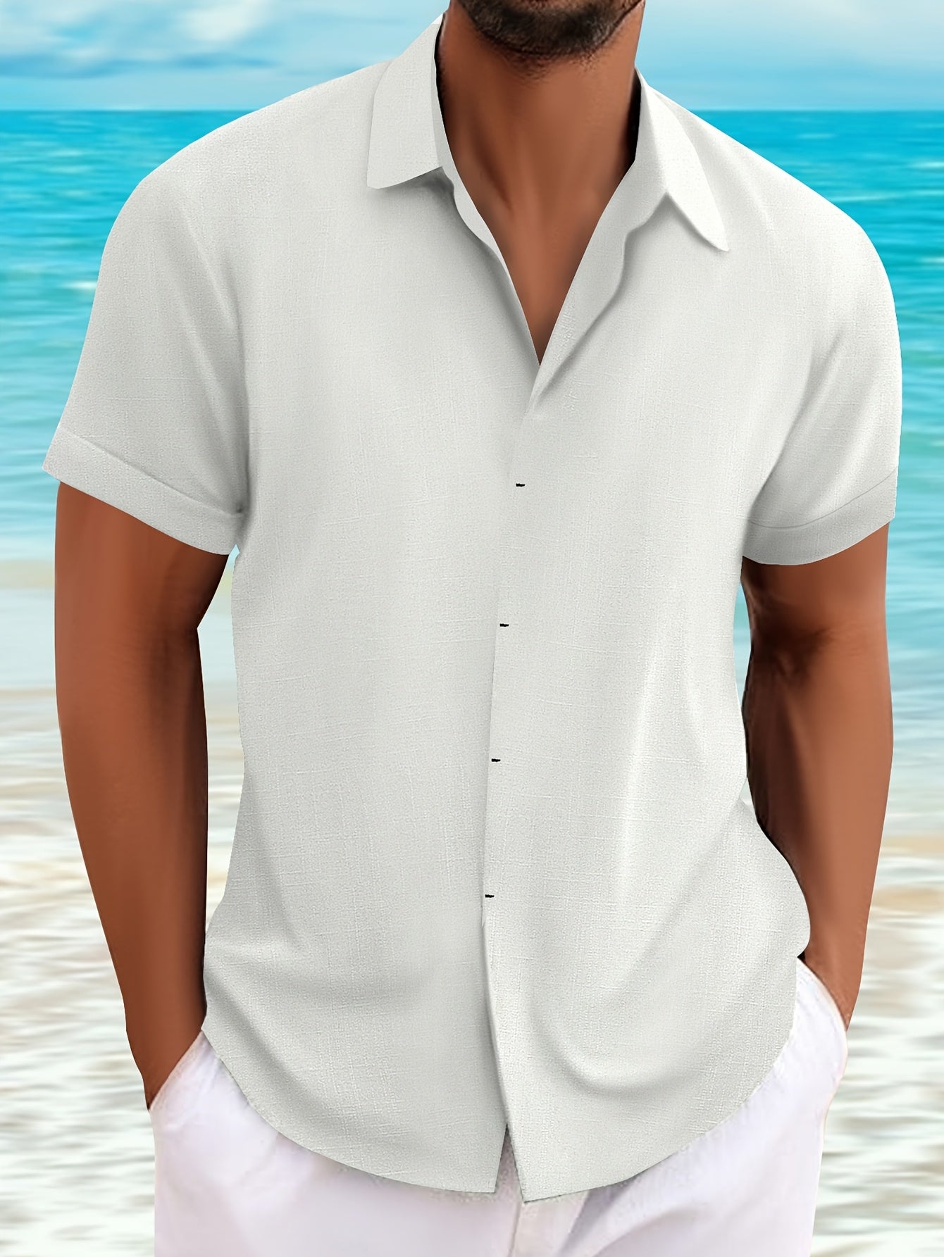 LINEN LAPEL SHIRT FOR MEN