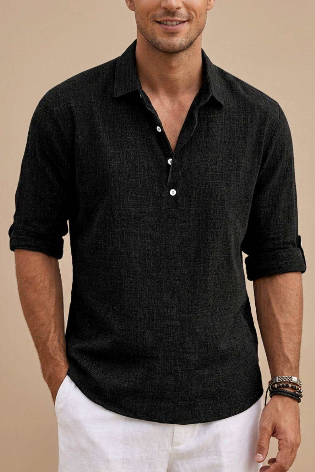 LINEN BLEND POLO FOR MEN