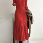 Sarah — Robe Maxi en Tricot Câblé Confortable