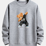 Ensemble — sweat à col rond coupe décontractée à imprimé ours & pantalon de jogging