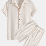 Ensemble — chemise gaufrée & short gaufré en maille à cordon