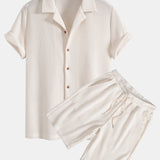 Ensemble — chemise gaufrée & short gaufré en maille à cordon