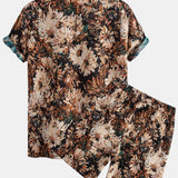 Ensemble — chemise cubaine jacquard à fleurs peintes & short
