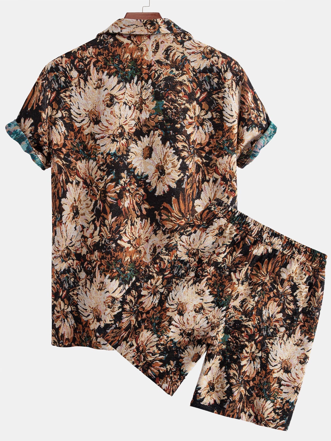 Ensemble — chemise cubaine jacquard à fleurs peintes & short