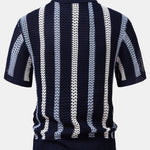Ensemble — polo crocheté rayé à col V & short texturé froissé à cordon