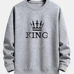 Ensemble — sweat à col rond coupe décontractée à imprimé couronne & pantalon de jogging