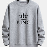 Ensemble — sweat à col rond coupe décontractée à imprimé couronne & pantalon de jogging