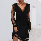 Adeline | Robe de soirée à col V et manches scintillantes