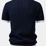 Ensemble — polo en maille texturée contrastante à col Johnny & pantalon texturé froissé