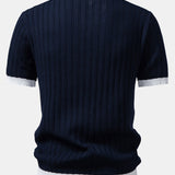 Ensemble — polo en maille texturée contrastante à col Johnny & pantalon texturé froissé