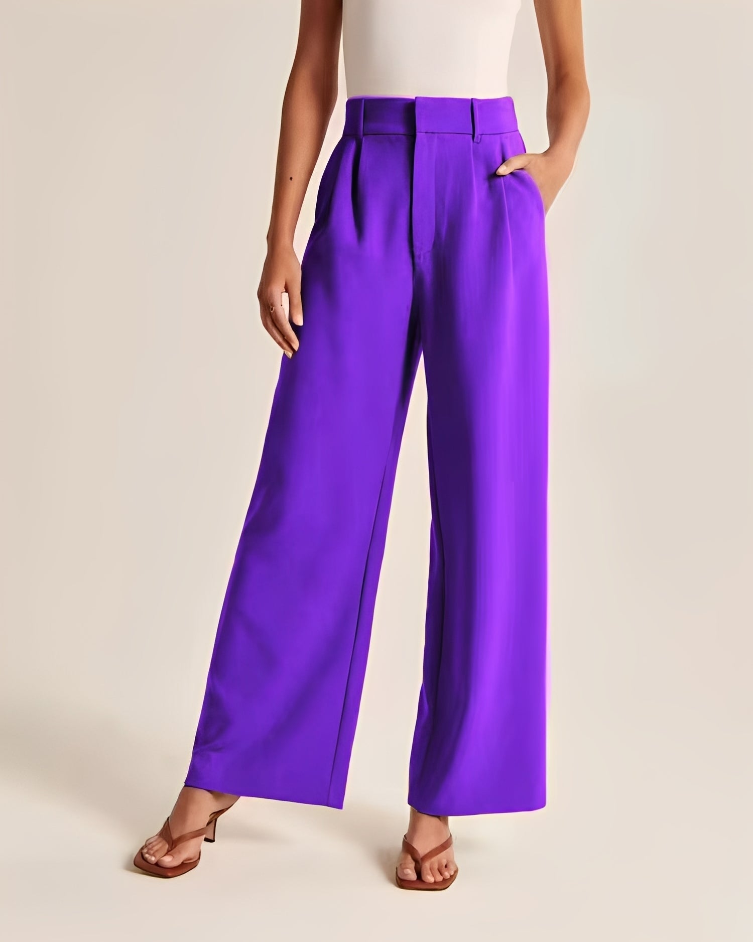 Ruela | Pantalon décontracté taille haute Lilas, photo studio