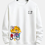 Ensemble — sweat à col rond coupe décontractée à imprimé ours graffiti & pantalon de jogging