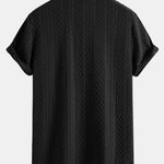 Ensemble — chemise jacquard à losanges géométriques & pantalon en lin à jambe droite
