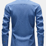 Chemise boutonnée en lin rayé à manches longues