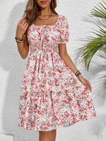 Maëlle | Robe d'été à taille smockée et col carré
