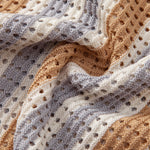 Ensemble — chemise crochetée ajourée rayée & pantalon en lin à jambe droite