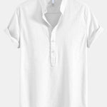 Chemise en lin à col semi-ouvert