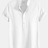 Chemise en lin à col semi-ouvert