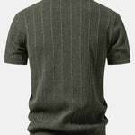 Ensemble — polo en maille ajourée de lin rayé & pantalon en lin à jambe droite