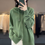 Manon | Sweat à capuche zippé à torsades et poignets côtelés